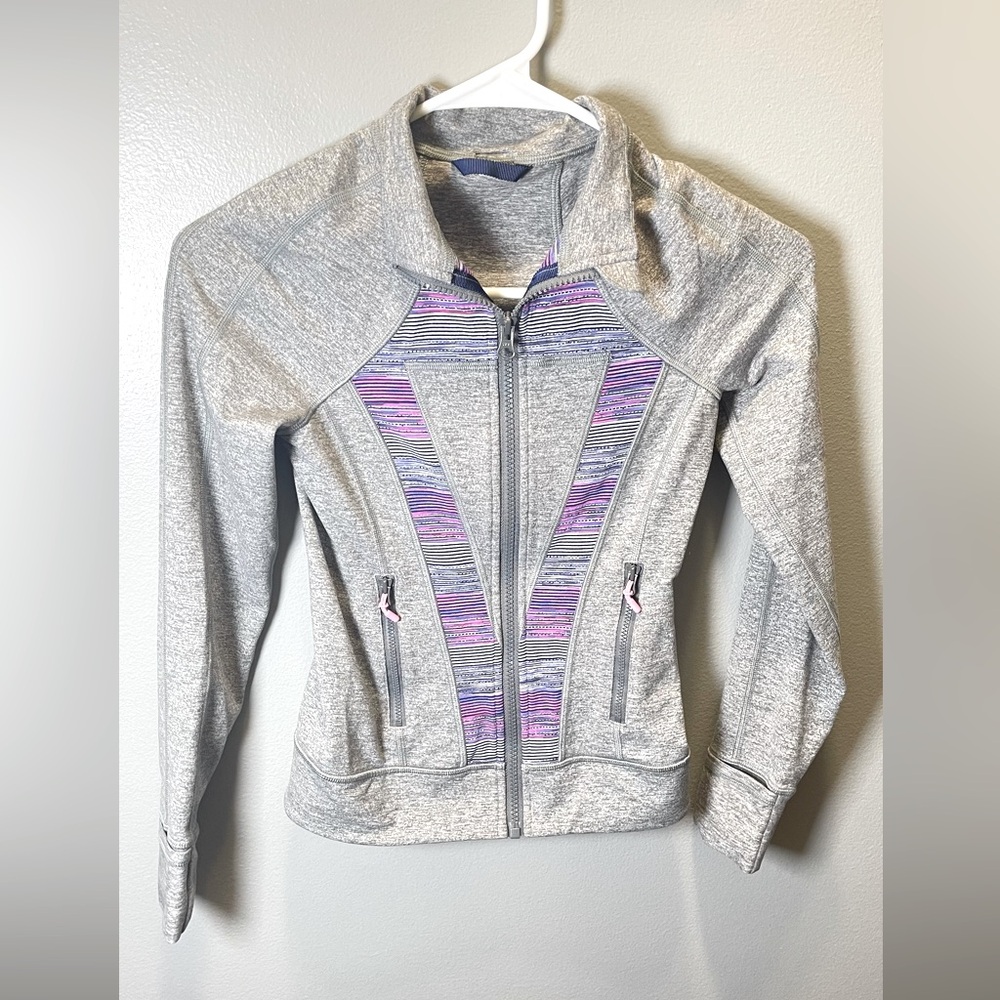 Ivivva Lululemon Girls‎ Gray Purple Perfect Your Practice Zip Up Jacket